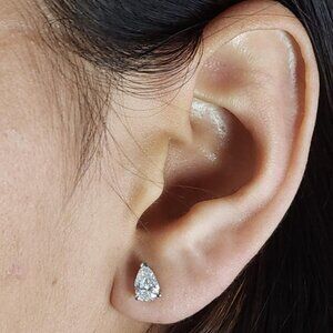 14Kt Gold 1 Ct Pear Teardrop Shape VS Lab Grown Studs Diamond Earrings